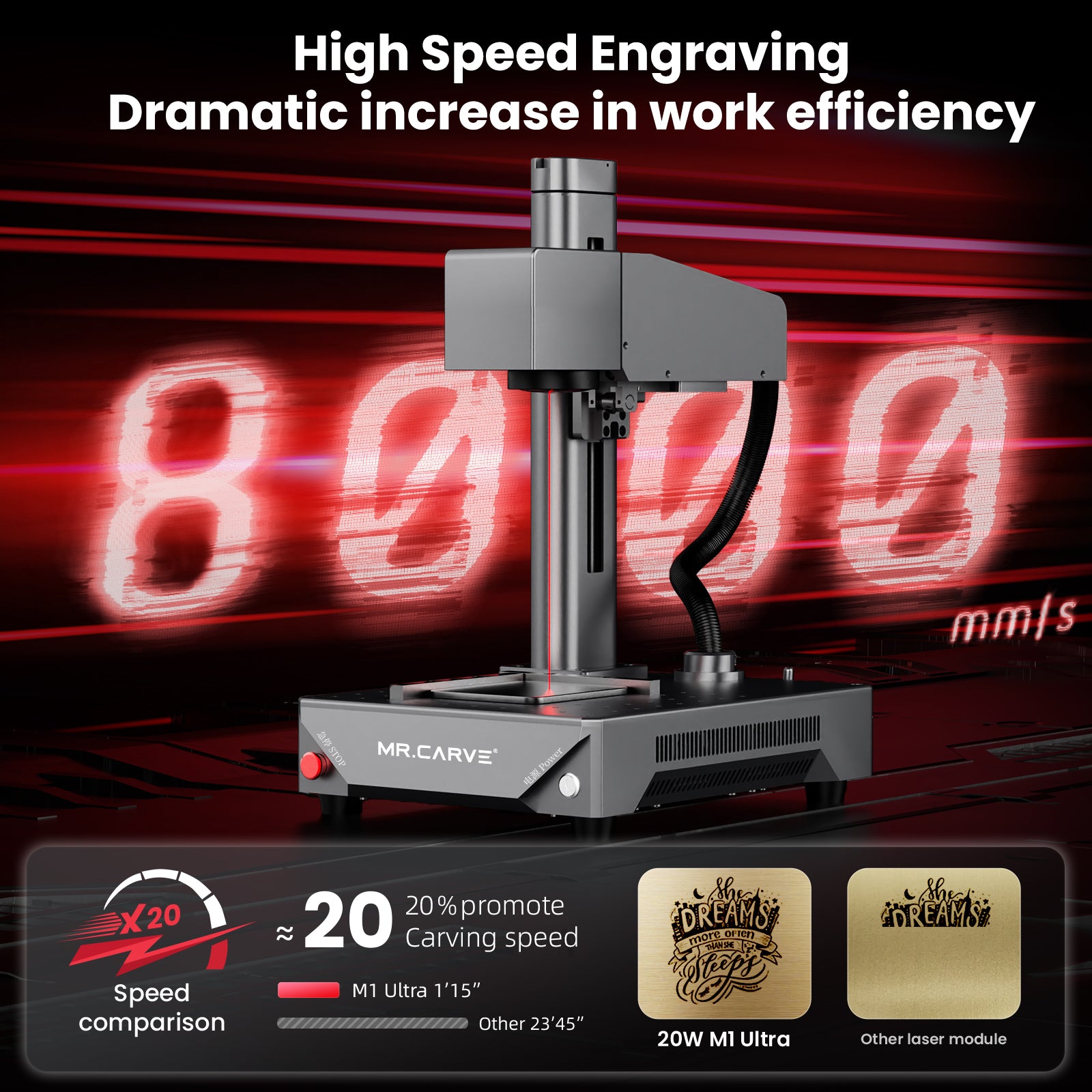 MRCARVE M1 Ultra Portable Fiber Laser Engraver – High Precision Metal & Leather Engraving