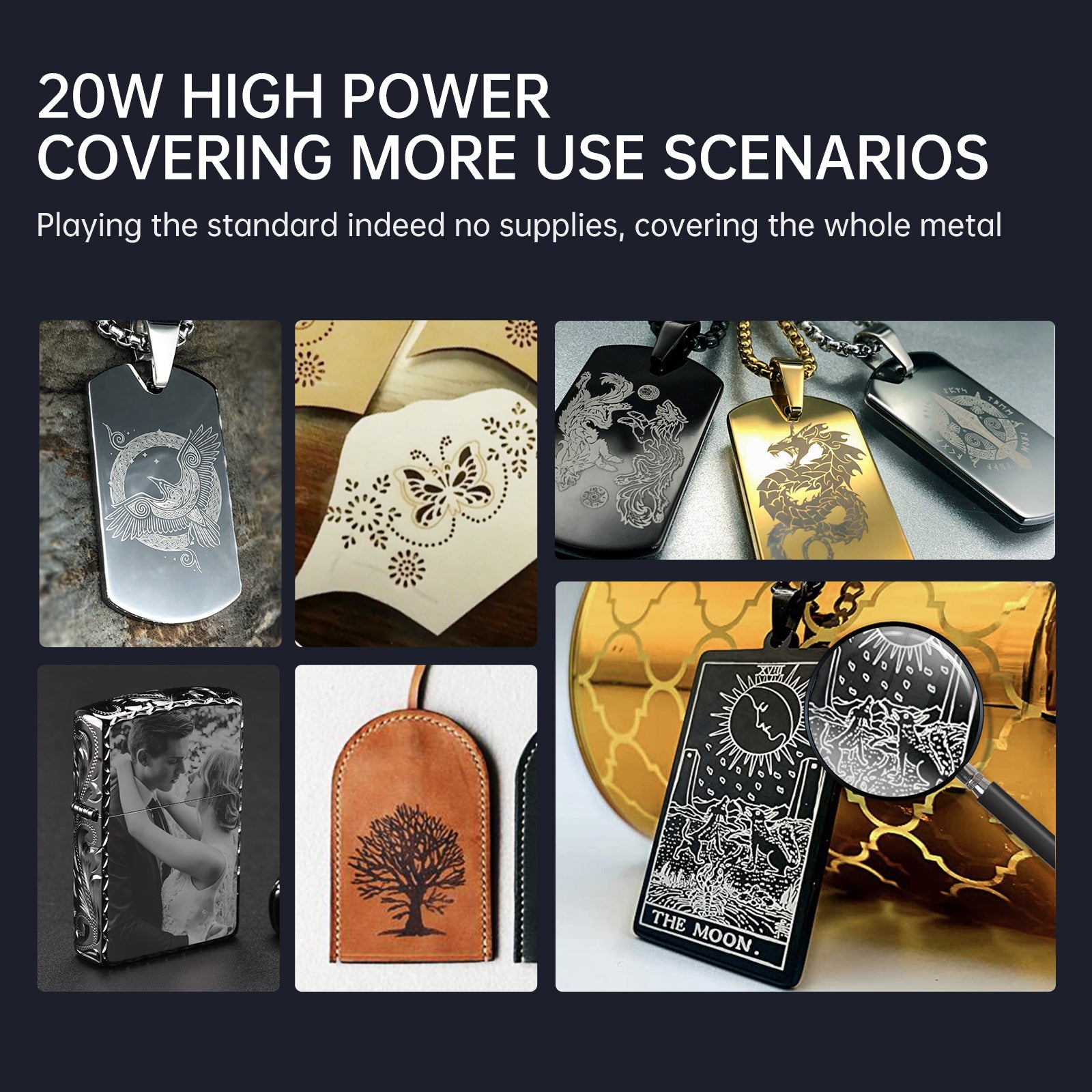 MR.CARVE S4 20W Fiber Laser Marking Machine for All-Metals&Jewelry&Plastics(150mm*150mm) support Lightburn