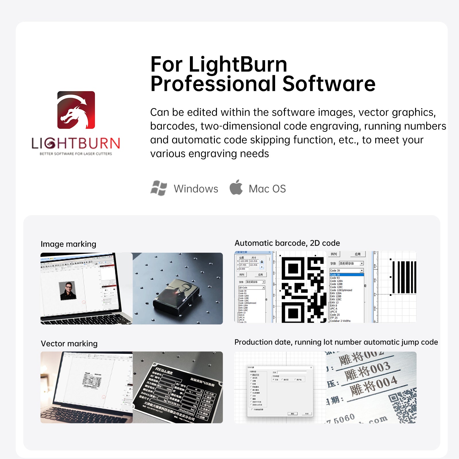 MR.CARVE S4 20W Fiber Laser Marking Machine for All-Metals&Jewelry&Plastics(150mm*150mm) support Lightburn