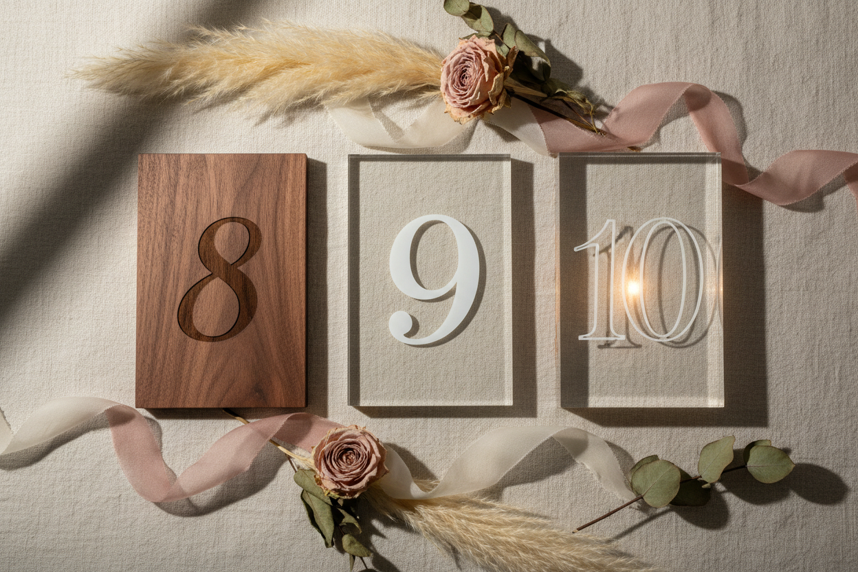 12 Unique Wedding Table Number Design Ideas: From DIY Classics to Laser-Precision Designs