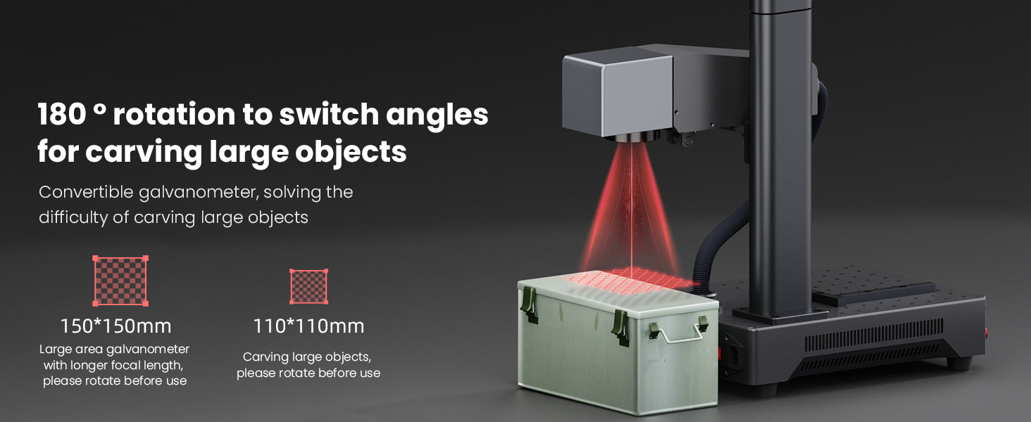 180° rotation to switch angles for carving large objects Convertible galvanometer, solving the difficulty of carving large objects