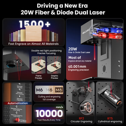ME.CARVE M6  20W Fiber & Diode Dual laser