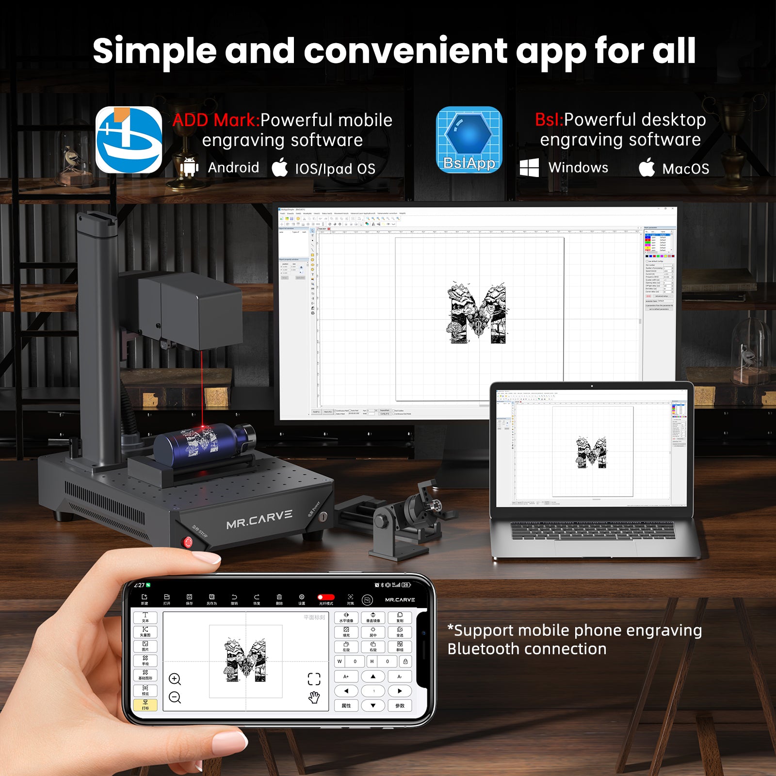 MRCARVE M1 Ultra Portable Fiber Laser Engraver – High Precision Metal & Leather Engraving
