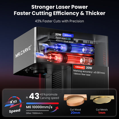 ME.CARVE M6  20W Fiber & Diode Dual laser