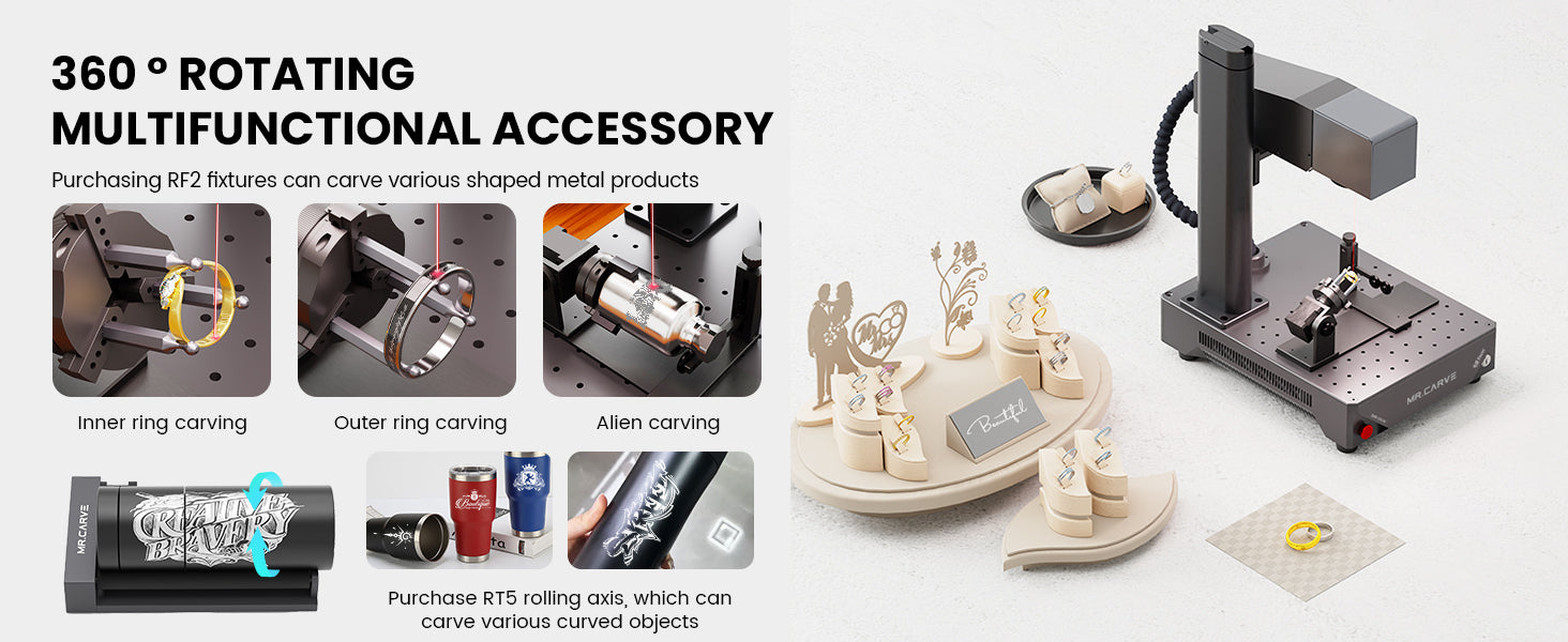 360° ROTATING MULTIFUNCTIONAL ACCESSORY
Purchasing RF2 fixtures can carve various shaped metal products
